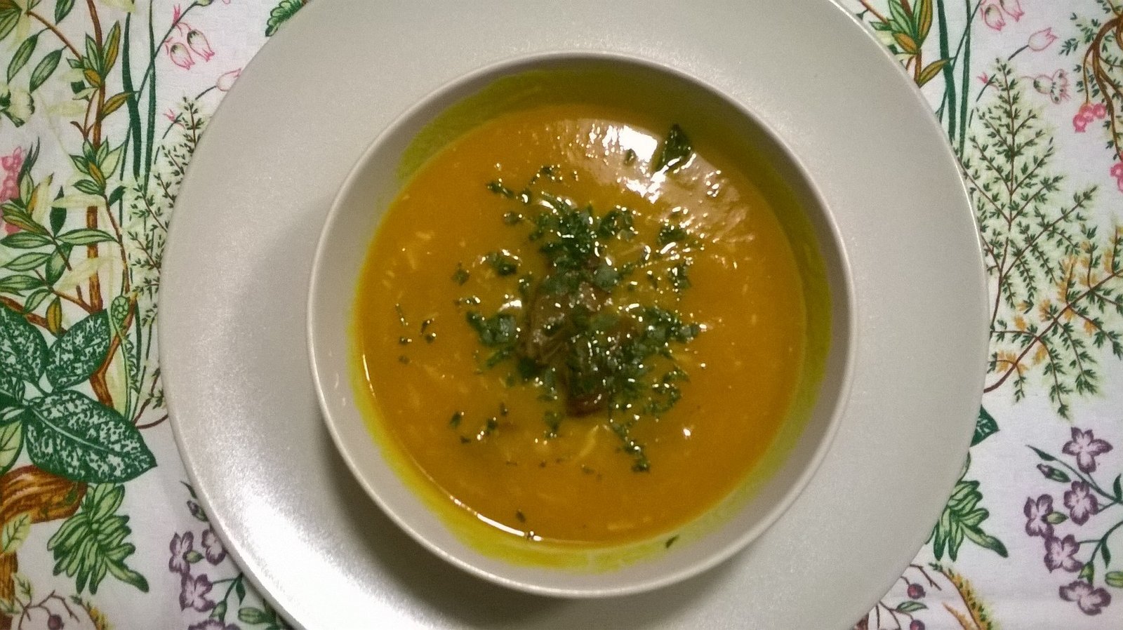 crema di zucca con funghi
